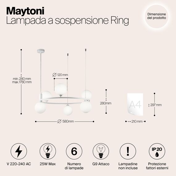 Подвесной светильник Maytoni MOD013PL-06W, изображение 7