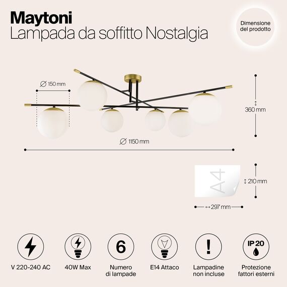 Потолочный светильник Maytoni MOD048CL-06G, изображение 5