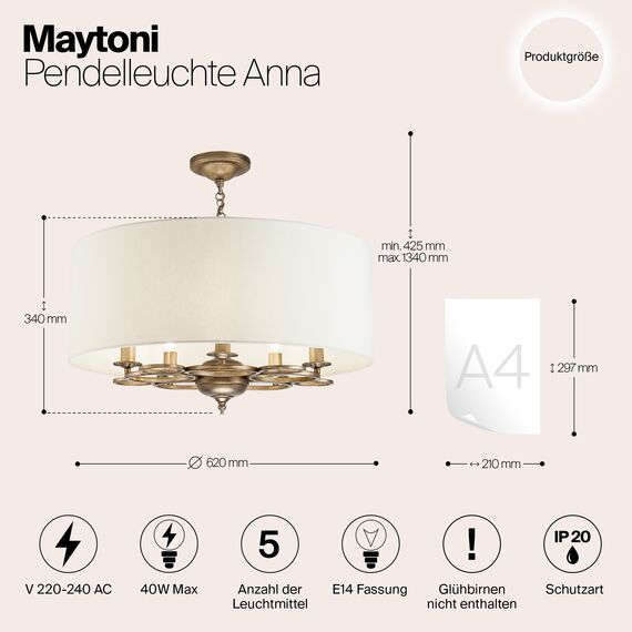 Подвесной светильник Maytoni H007PL-05G, изображение 5