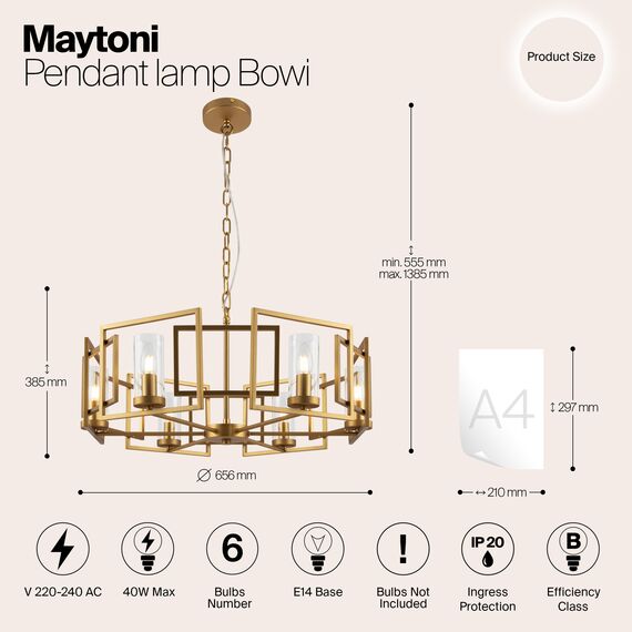 Подвесной светильник Maytoni H009PL-06G, изображение 7