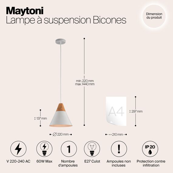 Подвесной светильник Maytoni P359-PL-01-W, изображение 5