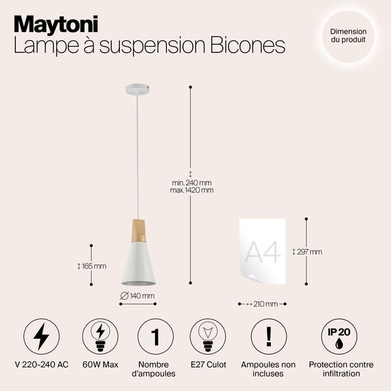 Подвесной светильник Maytoni P359-PL-140-W, изображение 3