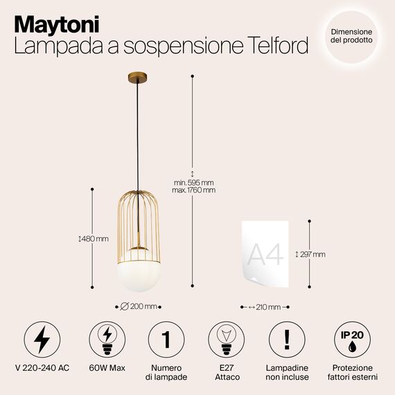 Подвесной светильник Maytoni P363PL-01G, изображение 10