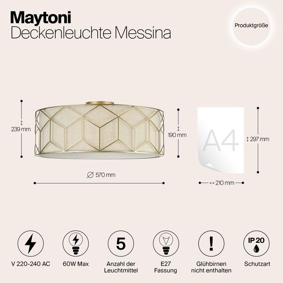 Потолочный светильник Maytoni H223-PL-05-G, изображение 3