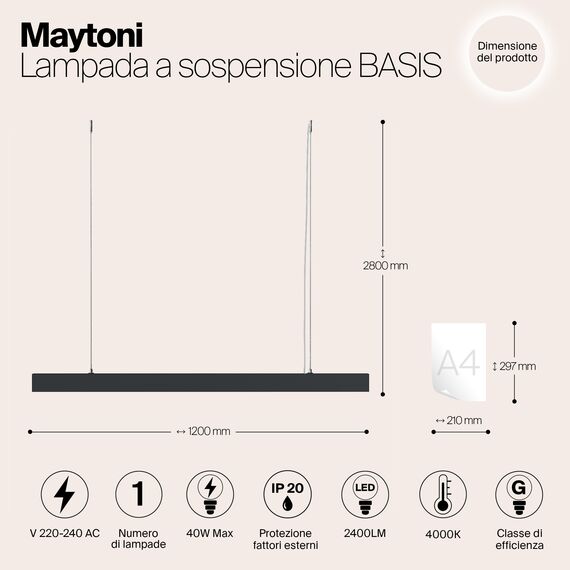 Подвесной светильник Technical P051PL-L40B4K, изображение 2