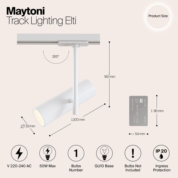 Трековый светильник Technical TR005-1-GU10-W, изображение 2