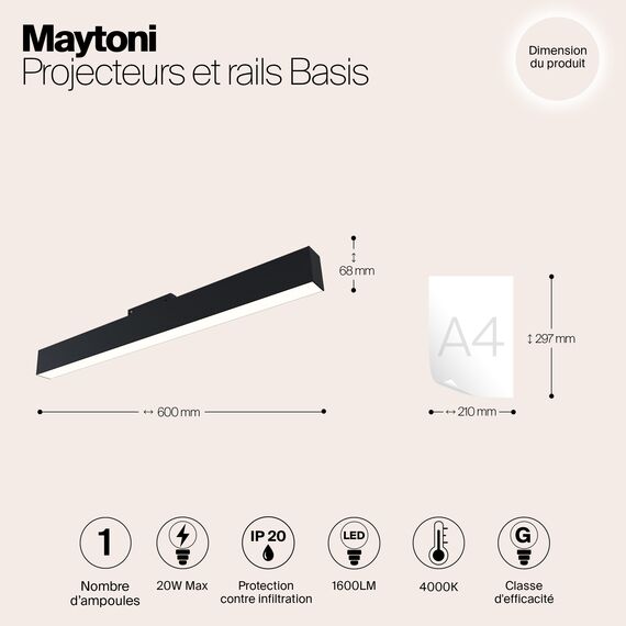 Трековый светильник Technical TR012-2-20W4K-B, изображение 3