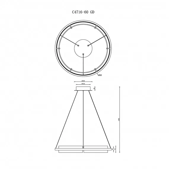 Светильник подвесной iLedex Meridian C4716-60 GD, изображение 3