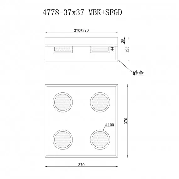 Светильник потолочный iLedex Link 4778-37x37 MBK+SGD, изображение 3