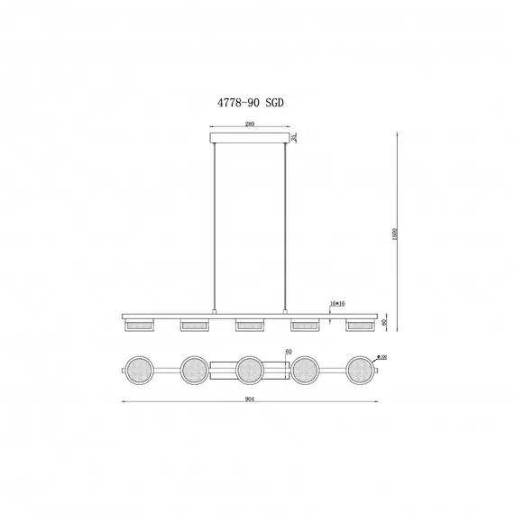 Светильник подвесной iLedex Link 4778-90 MBK+SGD, изображение 3
