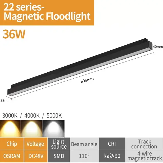 Магнитный трековый светильник iLEDEX TECHNICAL VISION SMART 4822-001-L900-36W-110DG-BK, изображение 6