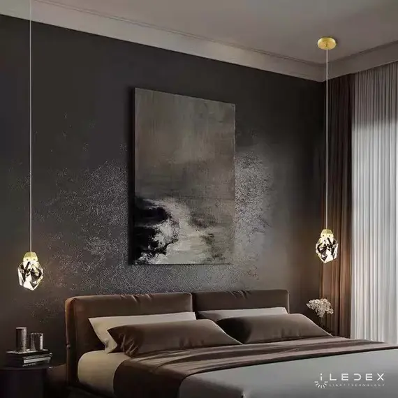 Подвесной светильник iLedex OXYGEN 9701P/1 BRASS&CLEAR, изображение 2