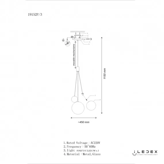 Подвесной светильник iLedex SELFIE 19152P/3-6W-3000K COPPER, изображение 2