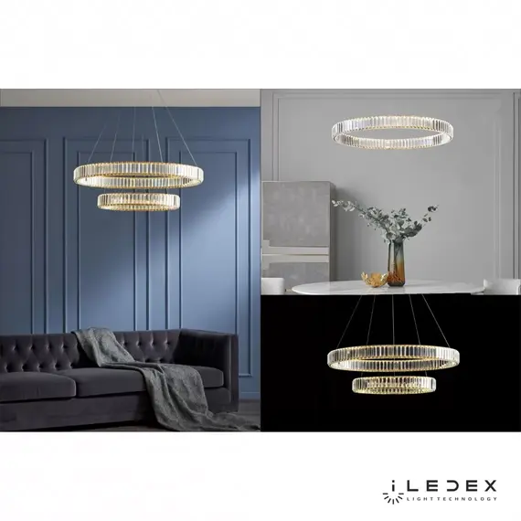 Подвесной светильник iLedex WOODSTOCK 10920P/2-60W-3000K (10/6) GOLD&CLEAR, изображение 5