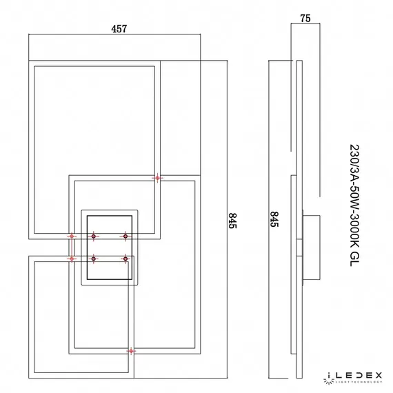 Потолочный светильник iLedex GRACE 230/3A-50W-3000K GOLD, изображение 2