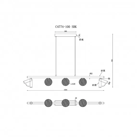 Светильник подвесной iLEDEX Telescope C4774-100 SBK, изображение 2