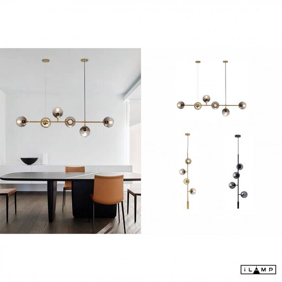 Подвесной светильник iLamp ARTIS 8149P/4A BRASS&SMOKY, изображение 4