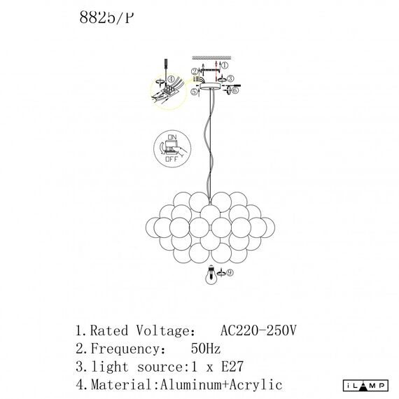 Подвесной светильник iLamp BALY 8825P/1 ROSE GOLD, изображение 7