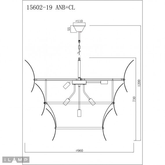 Светильник подвесной iLamp Gramercy 15602-19 ANB+CL, изображение 2