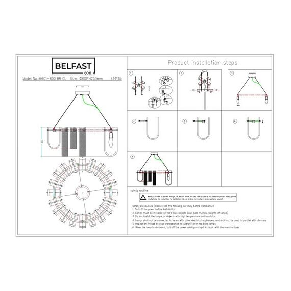 Подвесная люстра Belfast Severn 6601-800 BR CL Латунь / Стекло, изображение 7