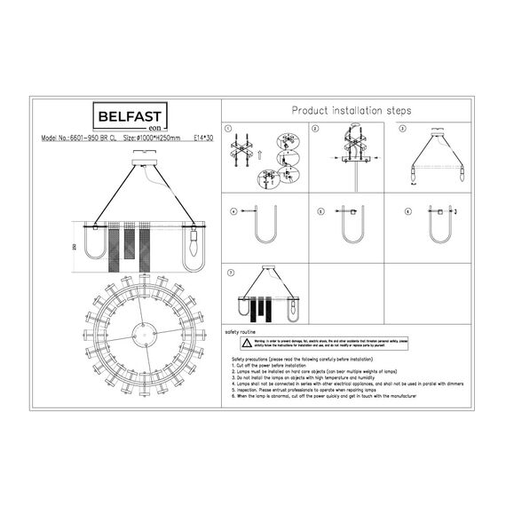 Подвесная люстра Belfast Severn 6601-950 BR CL Латунь / Стекло, изображение 7