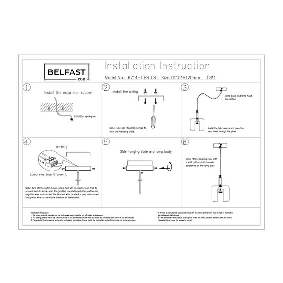 Подвесной светильник Belfast Pansy 6214-1 BR GR Латунь / Стекло / Серый, изображение 3
