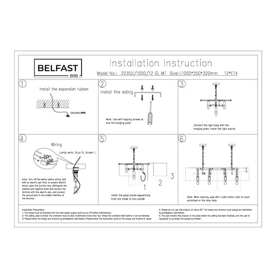 Люстра подвесная Belfast Erskine 22352 / 1000 / 12 GL MT Золотой / Матовое Стекло, изображение 7