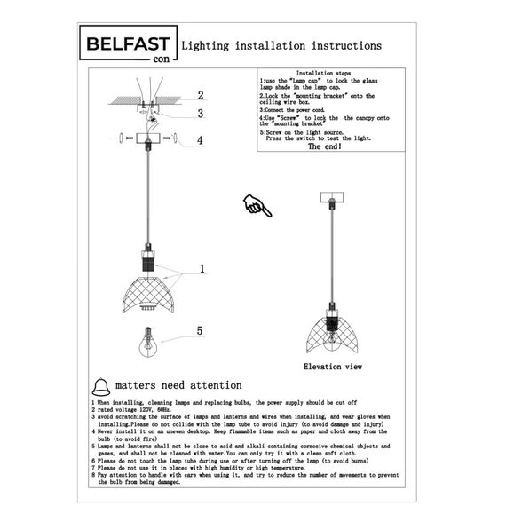 Подвесной светильник Belfast Clifton D33331-1 GL GR Серый, изображение 6
