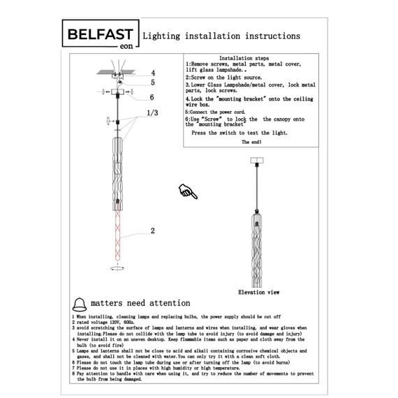 Подвесной светильник Belfast Grosvenor 167-1 CR CL Прозрачный, изображение 7