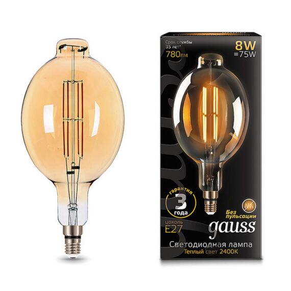 Светодиодная филаментная лампа Gauss G95 8W 780Lm 2400K E27 151802008