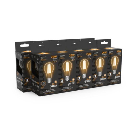 Светодиодная филаментная лампа Gauss FILAMENT A70 26W 2600Lm 2700K E27 102902126, изображение 3