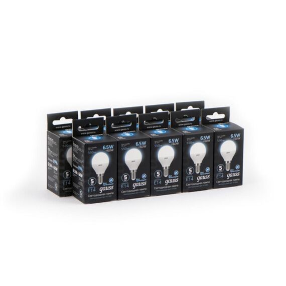 Светодиодная лампа Gauss Шар 6,5W 550Lm 4100K E14 105101207, изображение 5