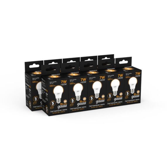 Светодиодная лампа Gauss A60 7W 680Lm 3000K E27 102502107, изображение 5