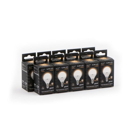 Светодиодная лампа Gauss Шар 6,5W 520Lm 3000K E14 105101107, изображение 5