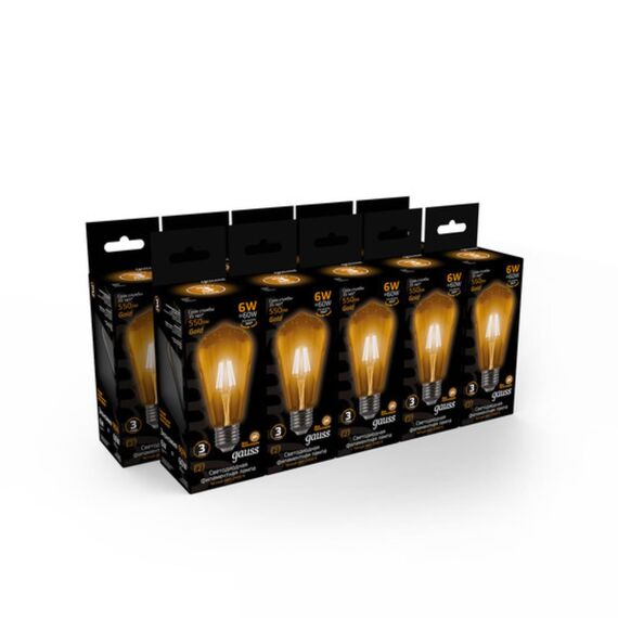 Светодиодная филаментная лампа Gauss ST64 6W 550Lm 2400K E27 102802006, изображение 5