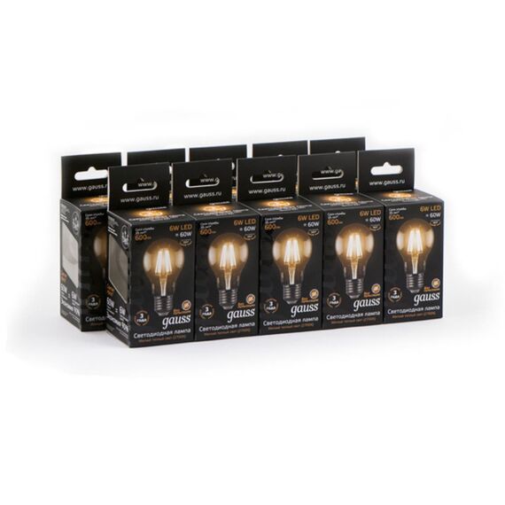 Светодиодная филаментная лампа Gauss A60 6W 600Lm 2700K E27 102802106, изображение 5
