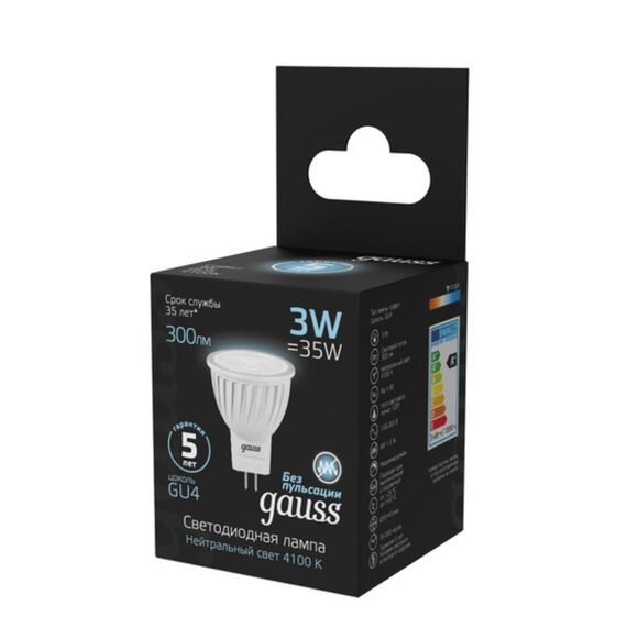 Светодиодная лампа Gauss Софит 3W 300Lm 4100K GU4 132517203, изображение 3