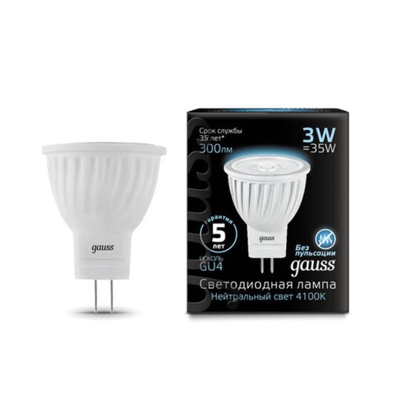 Светодиодная лампа Gauss Софит 3W 300Lm 4100K GU4 132517203