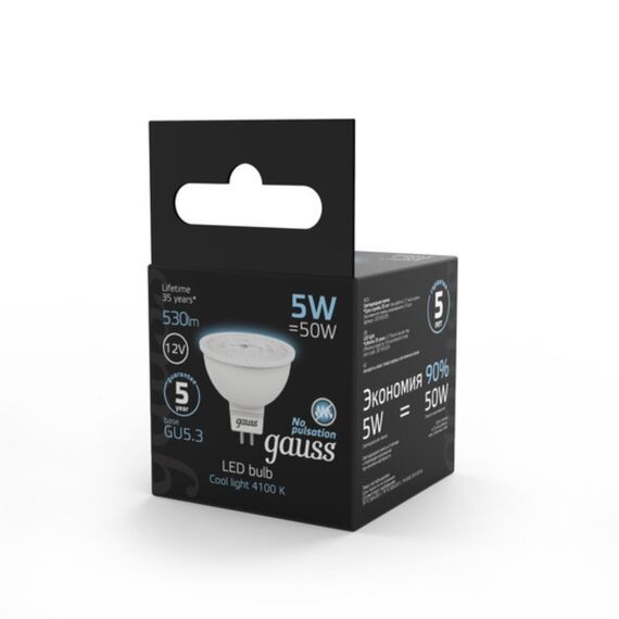 Светодиодная лампа Gauss Софит 5W 530Lm 4100K GU5.3 201505205, изображение 4