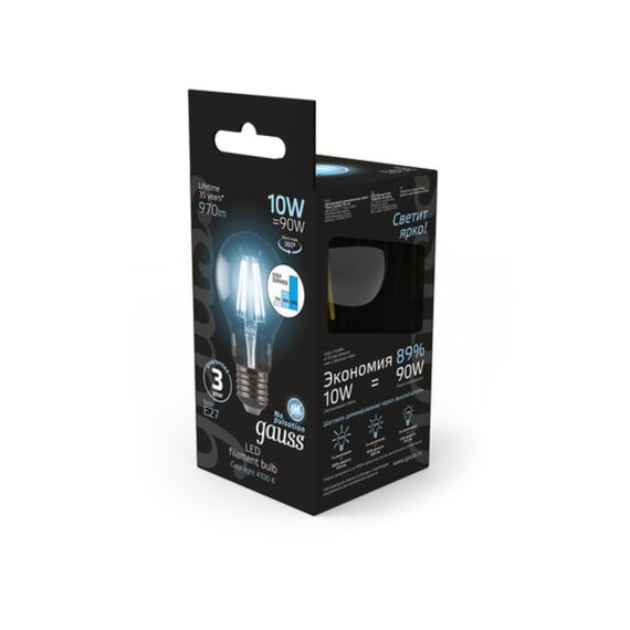 Светодиодная филаментная лампа Gauss A60 10W 970Lm 4100K E27 102802210-S, изображение 4