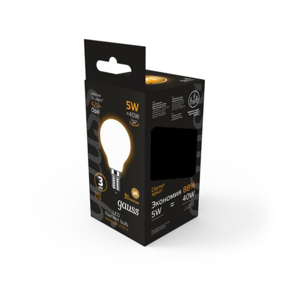 Светодиодная лампа Gauss Шар 5W 420Lm 2700K E14 105201105, изображение 4