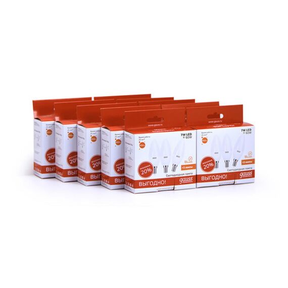 Светодиодная лампа Gauss Свеча 7W 450Lm 3000K E14 33117T, изображение 5