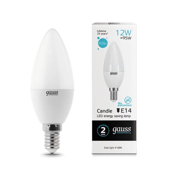 Светодиодная лампа Gauss Свеча 12W 920Lm 4100K E14 33122