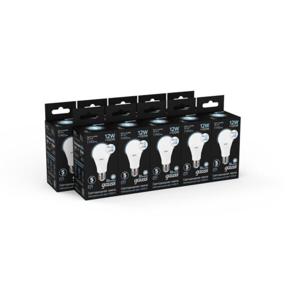 Светодиодная лампа Gauss A60 12W 1140Lm 4100K E27 102502212-S, изображение 5