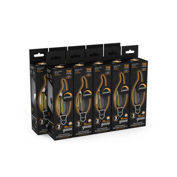 Светодиодная филаментная лампа Gauss Свеча на ветру 5W 420Lm 2700K E14 104801105-D, изображение 5