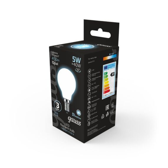 Светодиодная лампа Gauss Шар 5W 450Lm 4100K E14 105201205, изображение 4