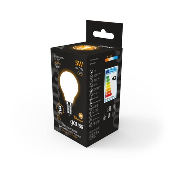 Светодиодная лампа Gauss Шар 5W 420Lm 2700K E14 105201105, изображение 3