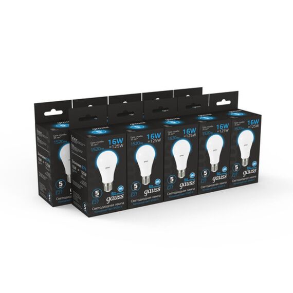 Светодиодная лампа Gauss A60 16W 1520Lm 6500K E27 102502316, изображение 5