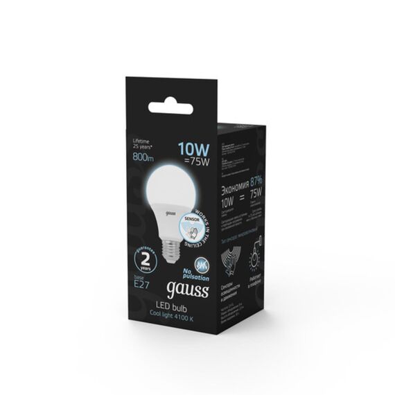 Светодиодная лампа Gauss A60 10W 800Lm 4100K E27 102502210-M, изображение 4