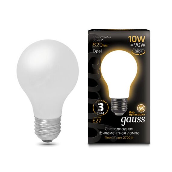 Светодиодная лампа Gauss A60 10W 820Lm 2700K E27 102202110